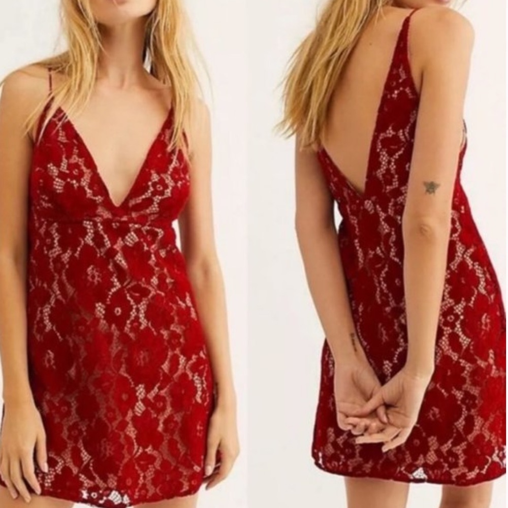 Free People Dangerous Love Lace Mini Dress